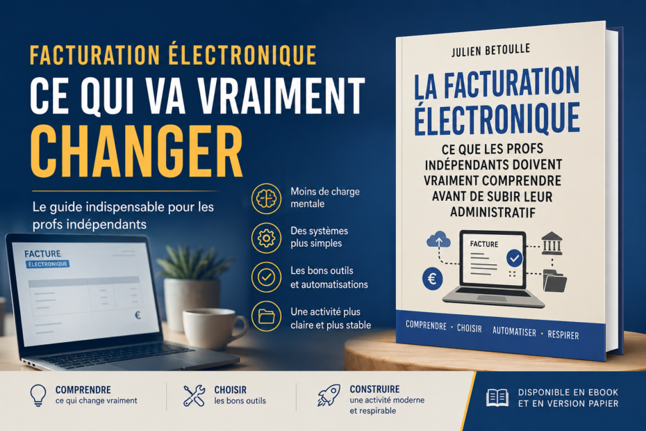 Livre La facturation électronique pour les profs indépendants de Julien Betoulle sur l’organisation et l’automatisation administrative des profs indépendants